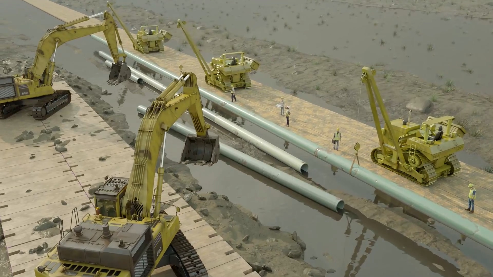 管道施工动画/地基施工动画